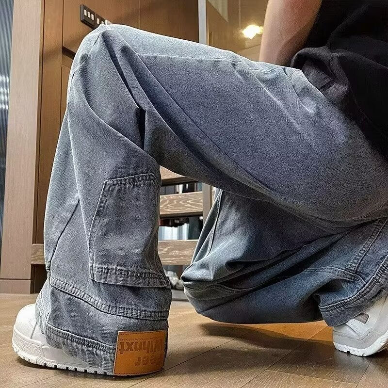 Unisex Classic Denim Jeans Loose Fit Daily Outdoor Wear - Image 3