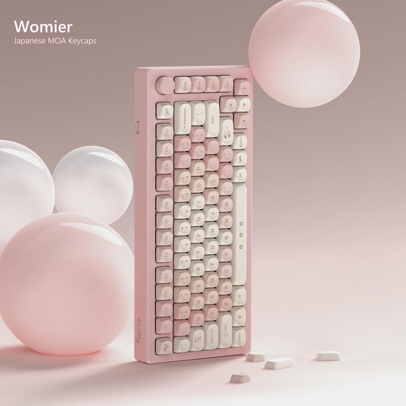 Womier Keycaps - Pink Cute PBT Keycaps MOA Dye-Sublimation 60 65 75 100 Percent, Custom Key caps Set for 61/64/68/84/87/100/104/108 Cherry MX Mechanical Keyboard (Pink) - Image 2