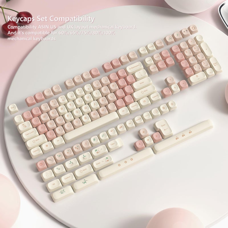 Womier Keycaps - Pink Cute PBT Keycaps MOA Dye-Sublimation 60 65 75 100 Percent, Custom Key caps Set for 61/64/68/84/87/100/104/108 Cherry MX Mechanical Keyboard (Pink) - Image 4