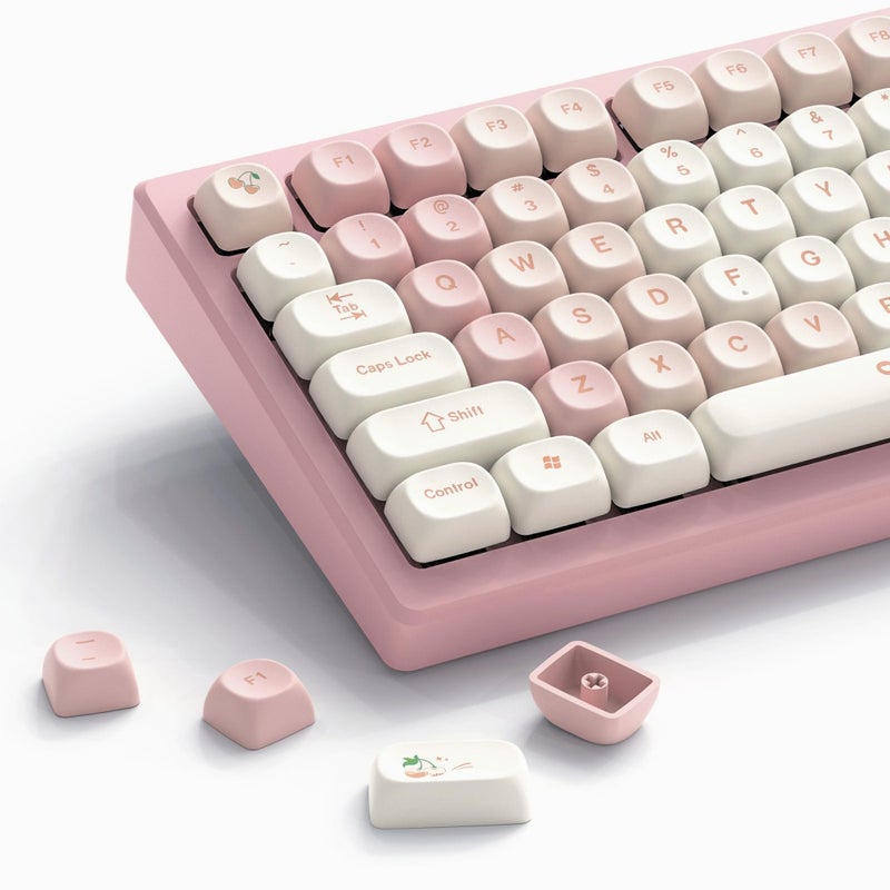 Womier Keycaps - Pink Cute PBT Keycaps MOA Dye-Sublimation 60 65 75 100 Percent, Custom Key caps Set for 61/64/68/84/87/100/104/108 Cherry MX Mechanical Keyboard (Pink) - Image 1