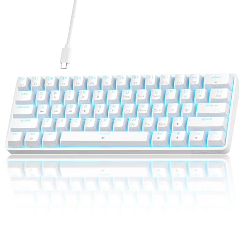 TMKB Technology Mechanical KeyBoard TMKB 60% Mechanical Gaming Keyboard, Red Linear Switch, LED Backlight, Anti-Ghosting, Detachable USB-C, Double-Shot Keycaps, 61 Keys, Wired, White - Image 1