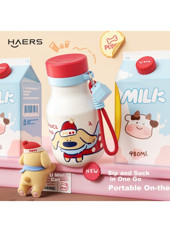 Haers Insulated Mug, Stylish Straw Water Bottle For Students, Portable Cup For Female Students, Gift, New Model, Red, 480ml - Image 1