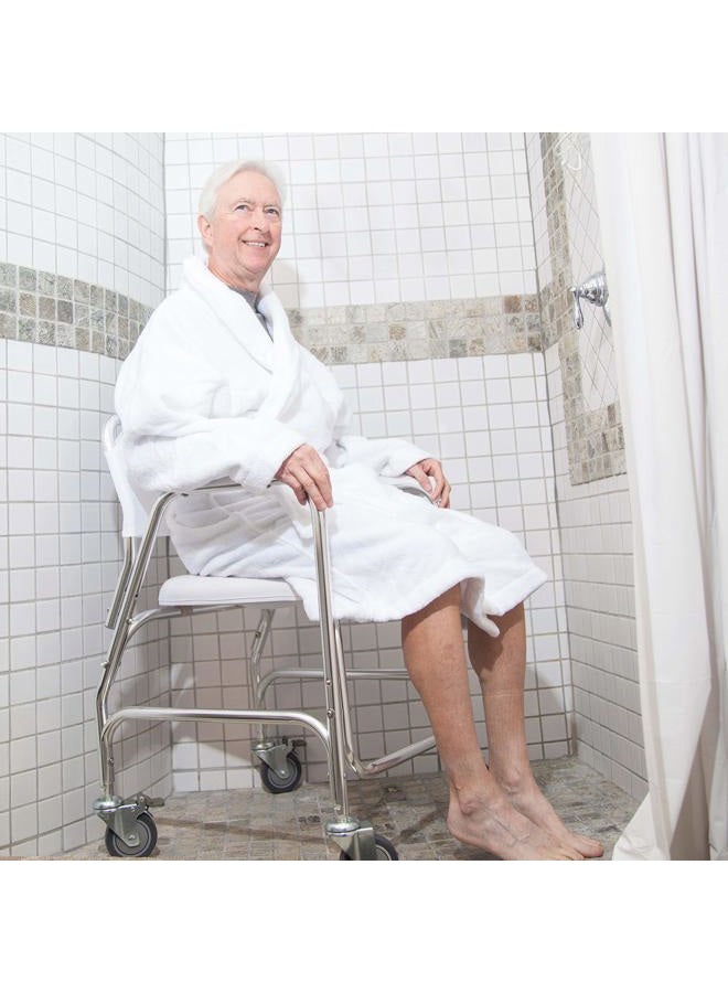 DMI 3-1 Rolling Shower Chair, Rolling Bathroom Wheelchair for Handicapped, Elderly, Injured or Disabled, & Commode, Rolling Shower Chair, 24" x 22" x 34", 250 lb Weight Capacity, White - Image 2