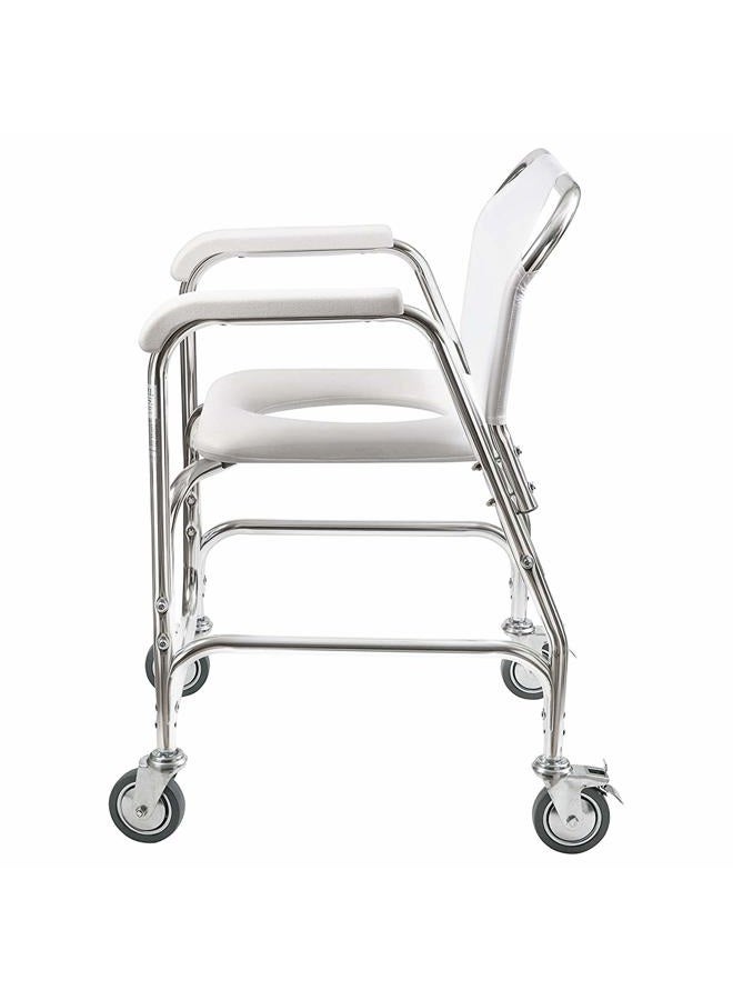 DMI 3-1 Rolling Shower Chair, Rolling Bathroom Wheelchair for Handicapped, Elderly, Injured or Disabled, & Commode, Rolling Shower Chair, 24" x 22" x 34", 250 lb Weight Capacity, White - Image 3