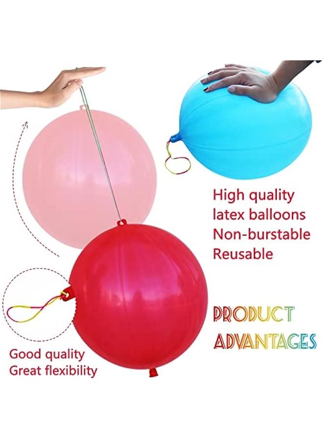 Arabest 30 Thickened Neon Punching Balloons with Rubber Band Handle - Ideal for Birthday Parties, Weddings, and Goodie Bag Supplies  - Image 2