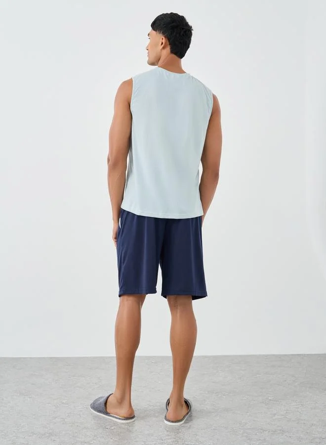 Styli Minimal Print Tank Top and Shorts Set