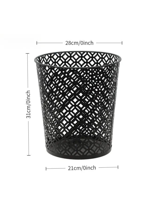 Light Luxury Hollow Metal Trash Can, Thickened Electroplated Iron Waste Bin, Open Top Decorative Waste Basket For Bedroom Office Kitchen Hotel - Image 4