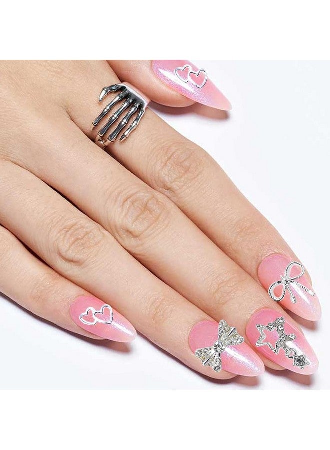 KACHIMOO 68Pcs Nail Charms Y2K Silver Charms For Nails Butterfly Nail Charms Bow Charms For Nail Silver Star Nail Charms And Gems Heart Nail Gems Y2K Nail Charms For Acrylic Nail Diy Design(10 Styles) - Image 3