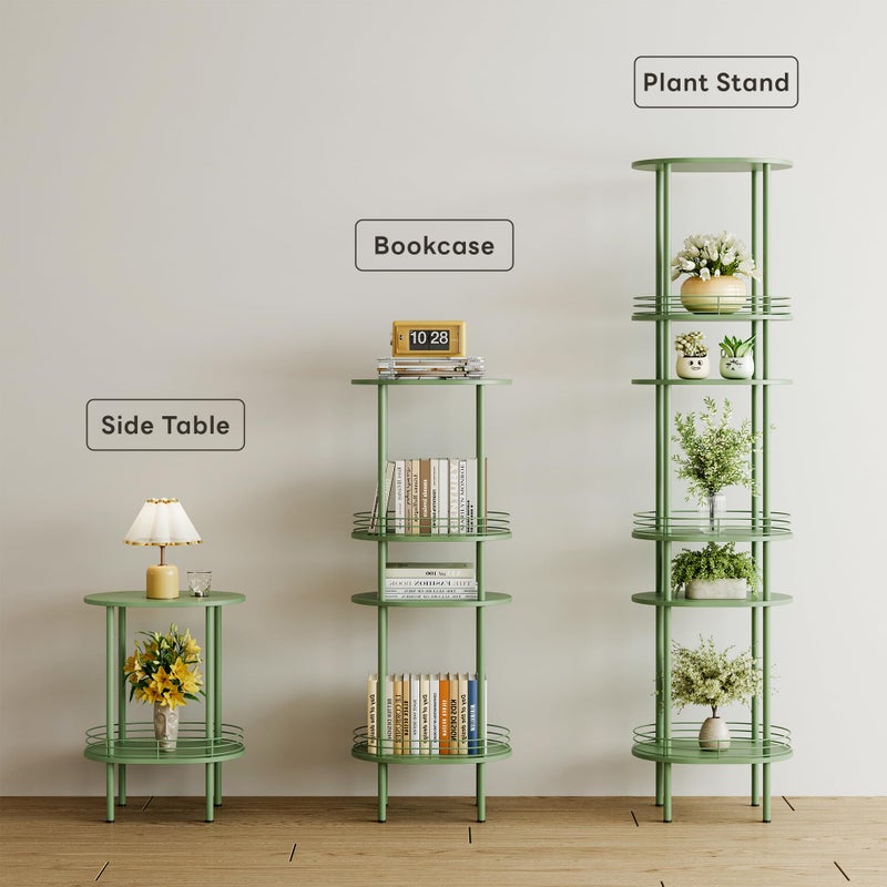 DGSANDGO Green Side Table Set of 2,Small Modern Round Side Table with Storage,2-Tier Nightstand,Samll End Table for Small Space,Living Room,Bedroom, Nursery, (2PC,Green) - Image 5