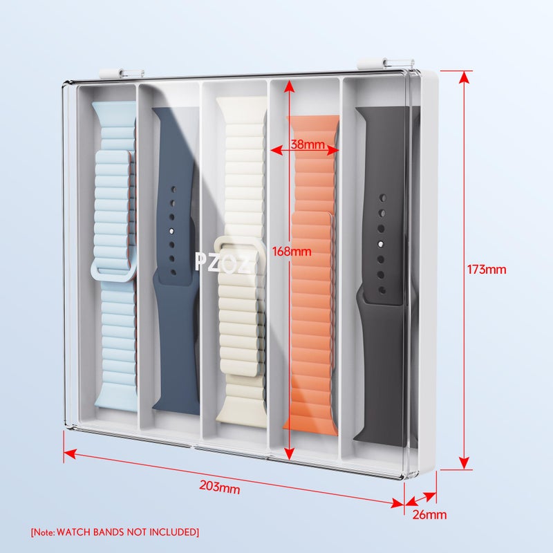 pzoz Watch Band Organizer Case for iWatch Band, Watch Band Transparent Display Holder Stand Storage Box Compatible with Apple Watch Strap and Accessories & Support Digital Storage Box Stacking - Image 2