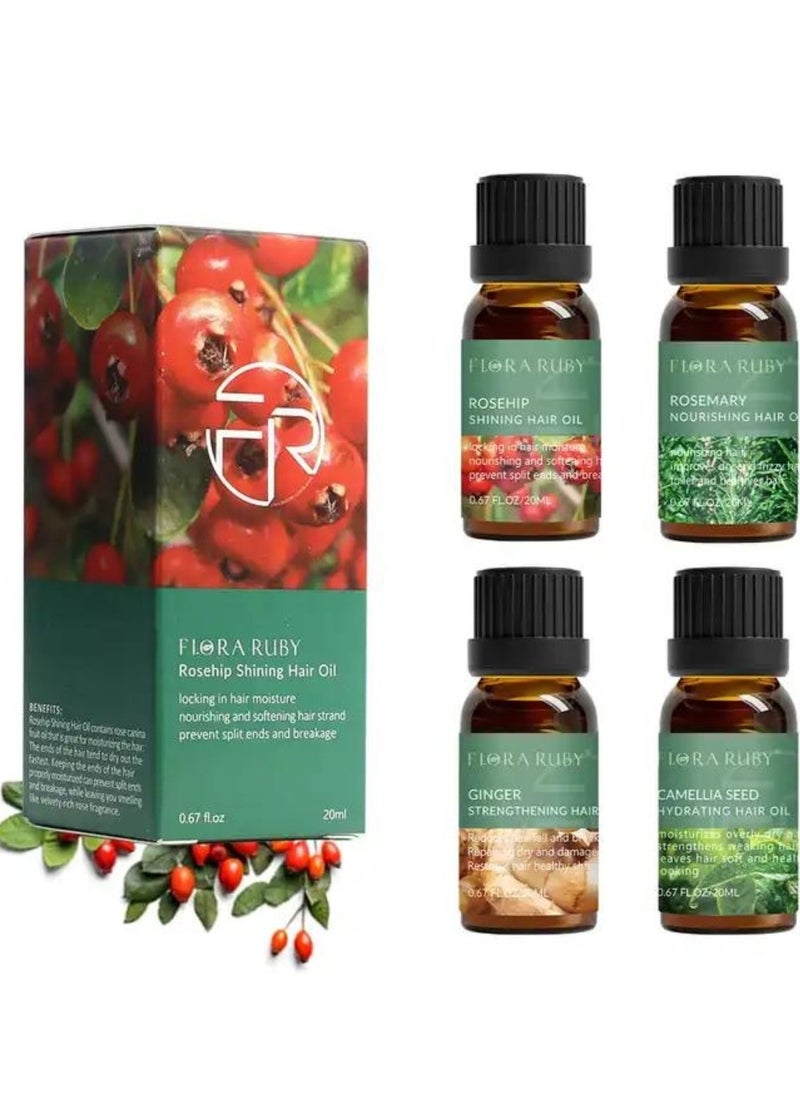FLORA RUBY - Rosehip Shining Hair Oil Locking in Hair Moisture Nourishing and Softening Hair Strand Prevent Split Ends and Breakage Hair Loss Treatment Stimulates Hair Growth Scalp Massager Rosehip Oil 20ml - Image 1