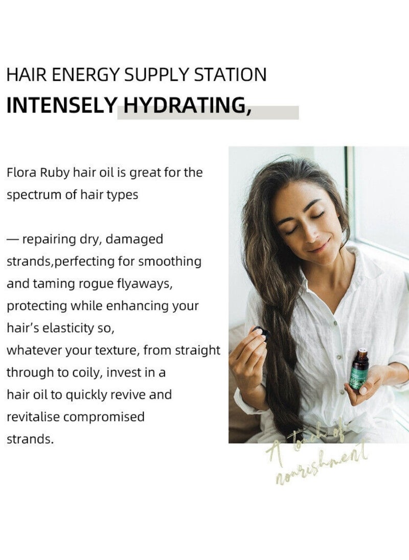 FLORA RUBY - Rosehip Shining Hair Oil Locking in Hair Moisture Nourishing and Softening Hair Strand Prevent Split Ends and Breakage Hair Loss Treatment Stimulates Hair Growth Scalp Massager Rosehip Oil 20ml - Image 1