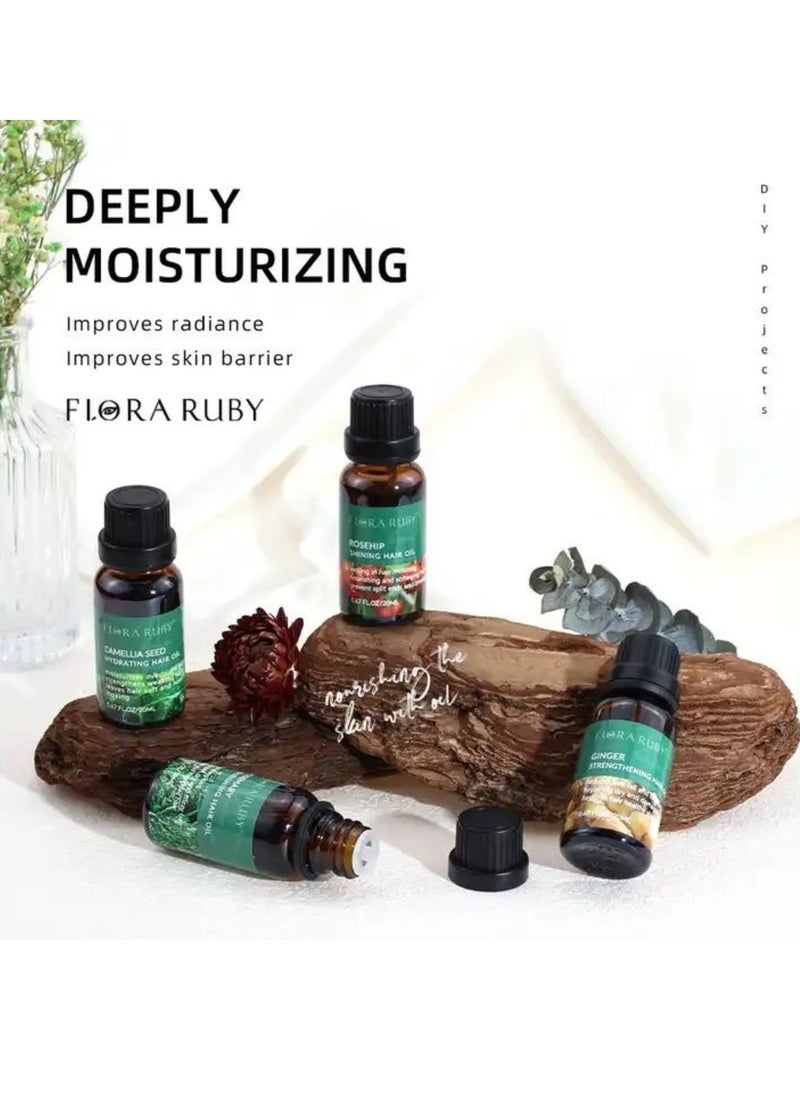 FLORA RUBY - Rosehip Shining Hair Oil Locking in Hair Moisture Nourishing and Softening Hair Strand Prevent Split Ends and Breakage Hair Loss Treatment Stimulates Hair Growth Scalp Massager Rosehip Oil 20ml - Image 1