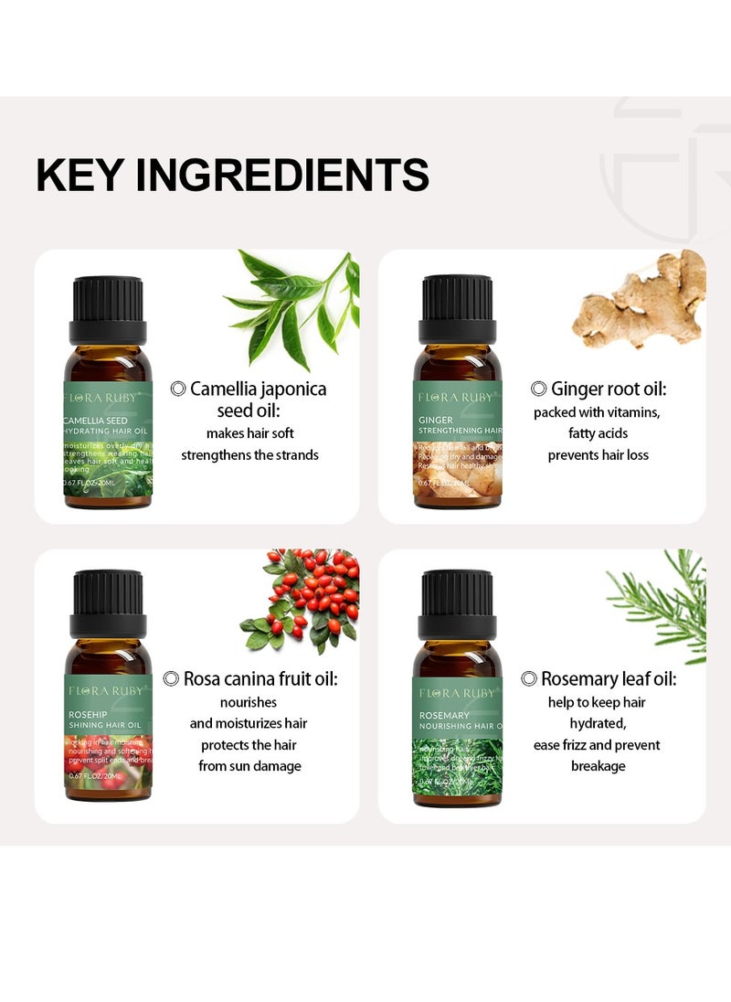 FLORA RUBY - Rosehip Shining Hair Oil Locking in Hair Moisture Nourishing and Softening Hair Strand Prevent Split Ends and Breakage Hair Loss Treatment Stimulates Hair Growth Scalp Massager Rosehip Oil 20ml - Image 1
