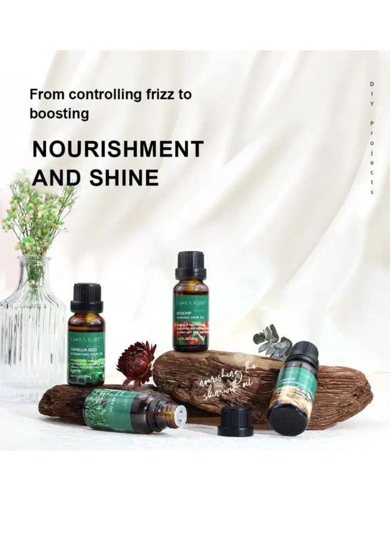 FLORA RUBY - Rosehip Shining Hair Oil Locking in Hair Moisture Nourishing and Softening Hair Strand Prevent Split Ends and Breakage Hair Loss Treatment Stimulates Hair Growth Scalp Massager Rosehip Oil 20ml - Image 1