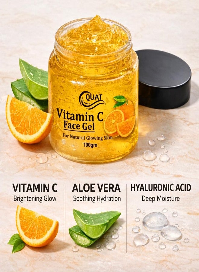 Quat Vitamin C Serum in Solid Gel with fast absorbing formula. hyaluronic acid for Anti pimple, Acne Free Skin, Aloe Vera extract for face Anti Ageing, Face Oil & Serum for Dry Skin and Oily Skin, Fairness & Face Glow | 100 Gm - Image 2