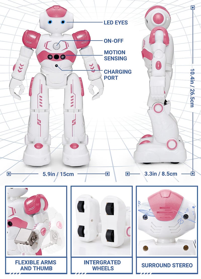 KingsDragon RC Robot Toys for Kids, Gesture & Sensing Remote Control Robot for Age 3 4 5 6 7 8 Year Old Boys Girls Birthday Present (Pink) - Image 2