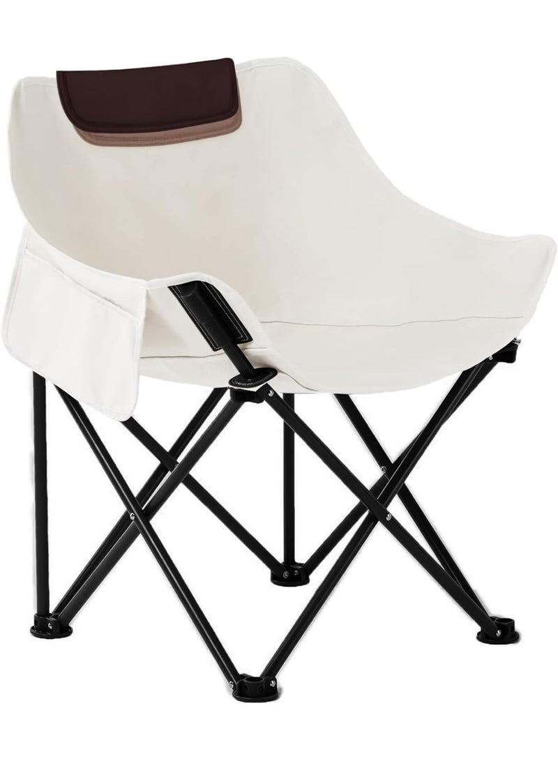 Decorhills Folding Chairs Heavy Duty Support 330 lbs Moon Chair with Carry Bag, Outdoor Quad Lumbar Back Padded with Side Pockets, Built Durable and Reliable with Compact Foldable Steel Frame - Image 1