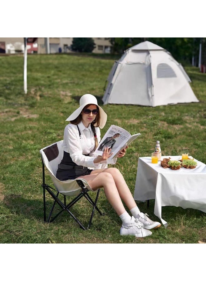 Decorhills Folding Chairs Heavy Duty Support 330 lbs Moon Chair with Carry Bag, Outdoor Quad Lumbar Back Padded with Side Pockets, Built Durable and Reliable with Compact Foldable Steel Frame - Image 2