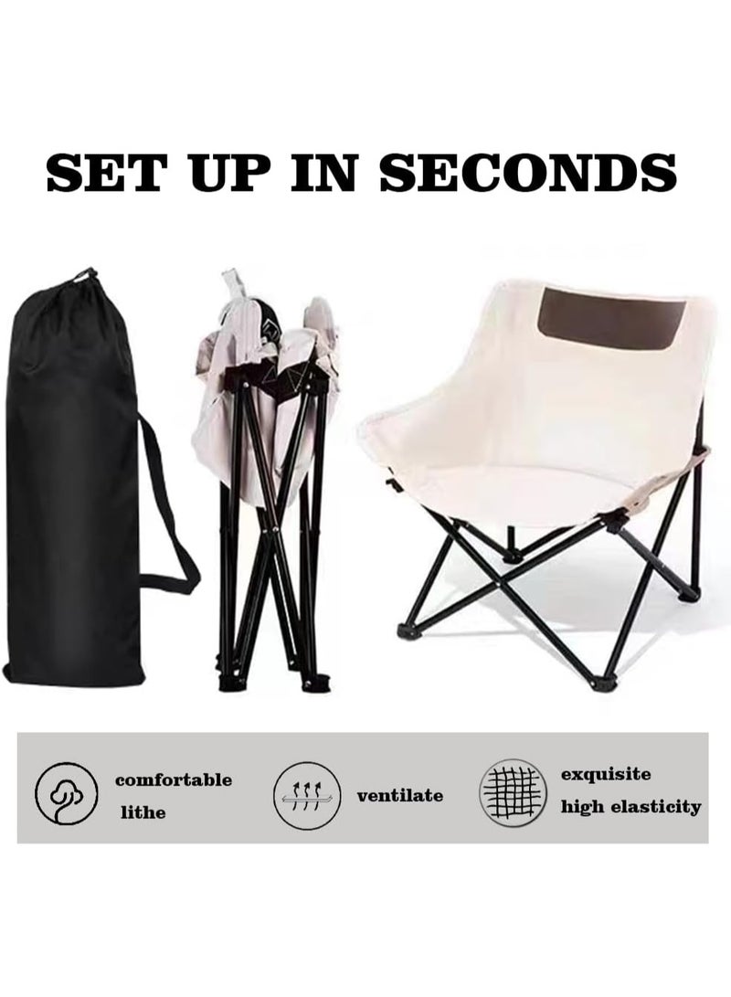 Decorhills Folding Chairs Heavy Duty Support 330 lbs Moon Chair with Carry Bag, Outdoor Quad Lumbar Back Padded with Side Pockets, Built Durable and Reliable with Compact Foldable Steel Frame - Image 4