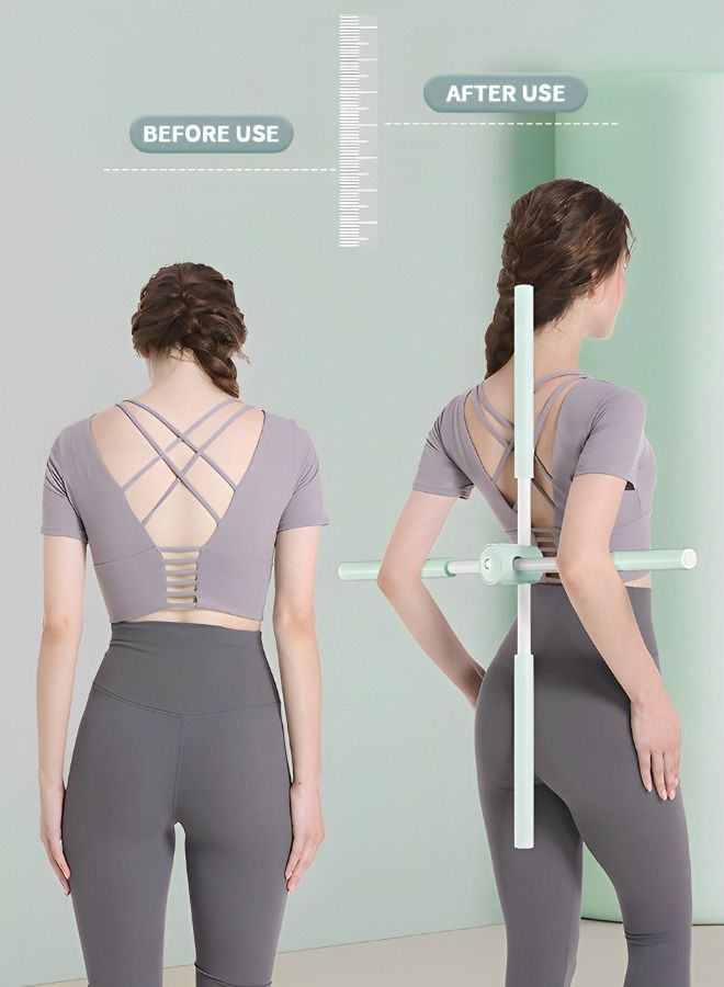 GROIC Back Straightener Posture Corrector, Yoga Sticks Stretching Tool for Posture, Humpback Correction Sticks Stretching Tool, Back Brace Women Posture Corrector for Men kids -Green - Image 3