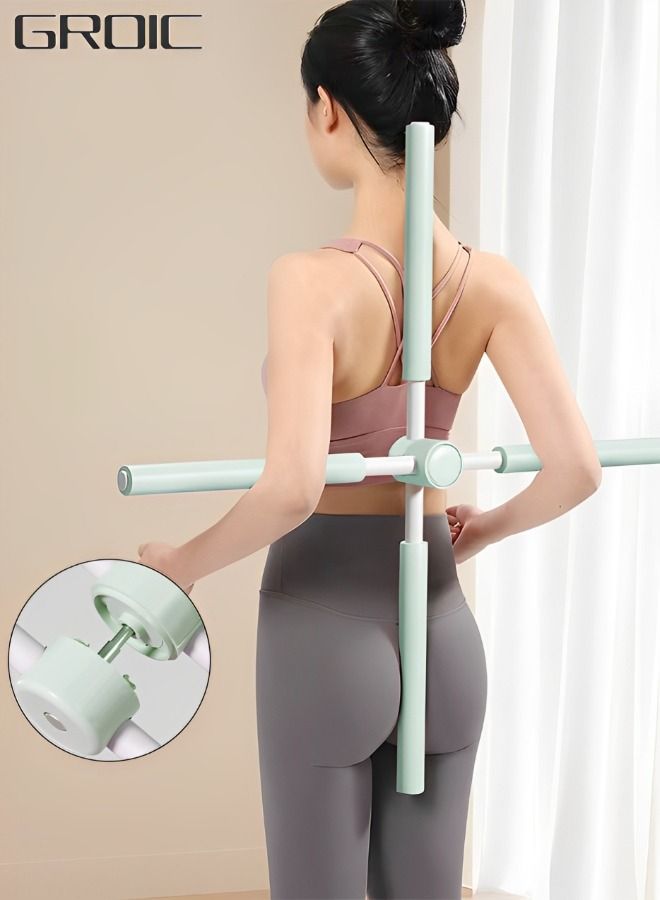 GROIC Back Straightener Posture Corrector, Yoga Sticks Stretching Tool for Posture, Humpback Correction Sticks Stretching Tool, Back Brace Women Posture Corrector for Men kids -Green - Image 1