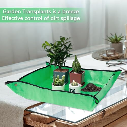 SHIDHMI 75x75 cm Repotting Mat for Indoor Plant Transplanting and Mess Control Thickened Waterproof Potting Tray Foldable Succulent Potting Mat Portable Gardening Mat Garden Gifts (75 x 75) - Image 5