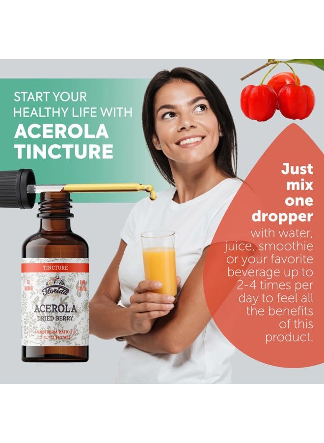 FLORIDA HERBS Acerola Tincture (Vitamin C), Organic Acerola Extract (Malpighia Glabra) Dried Berry for Blood, Heart, Arteries, Non-GMO in Cold-Pressed Organic Vegetable Glycerin, Florida Herbs Supplements - Image 2
