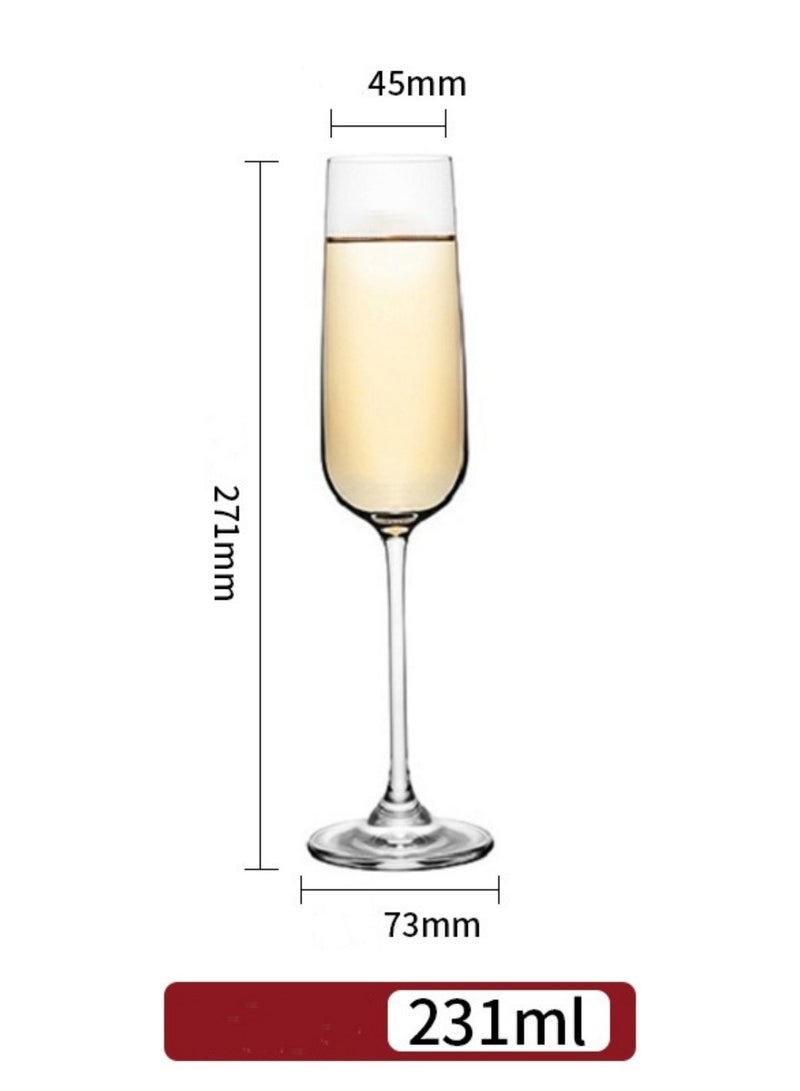AUTOYSUR مجموعة من 6 كؤوس شمبانيا أنيقة من الكريستال سعة 231 مل، خالية من الرصاص بنسبة 100%، مجموعة أكواب نبيذ فوار عالية الجودة، آمنة للاستخدام في غسالة الأطباق، هدية لحفلات الزفاف والذكرى السنوية وأعياد الميلاد - Image 2