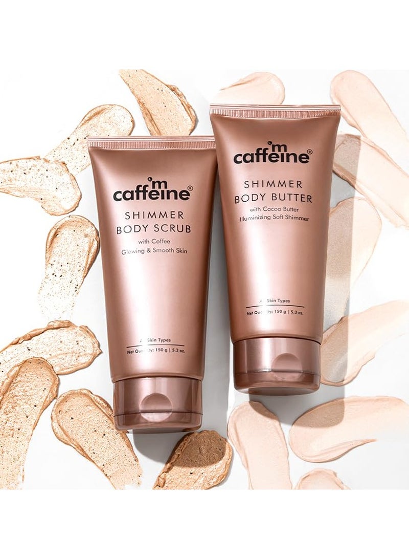 MCaffeine mCaffeine Shimmer Body Polishing Kit for women and men| Shimmer Body Scrub with Coffee & Shimmer Body Butter with Cocoa Butter | For Illuminizing Soft Shimmer & Glowing Skin for men and women  - Image 1