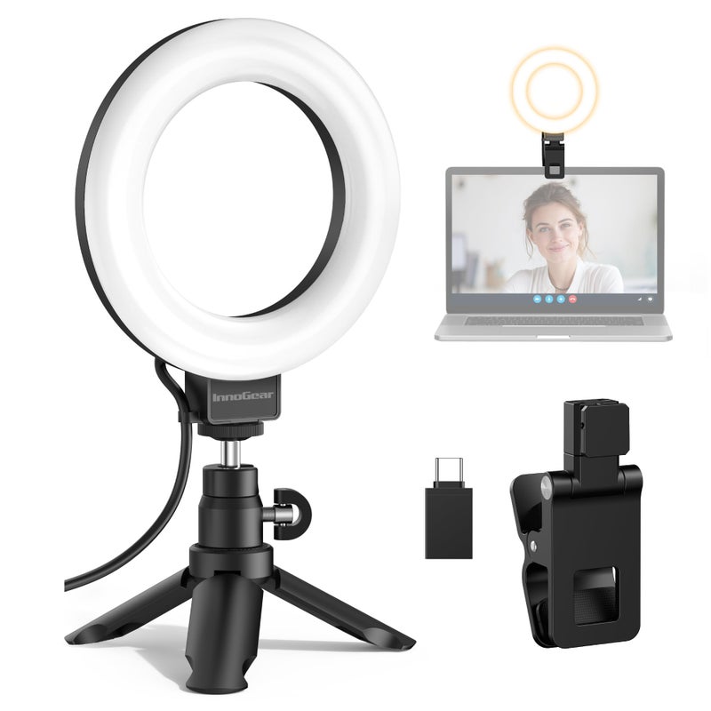 InnoGear Video Conference Light, 5" 60 LED On-Camera Video Lights for Monitor Desk LED Streaming Lighting with Desk Tripod Selfie Zoom Lighting for Computer Camera Webcam Laptop Podcast, Recording - Image 1