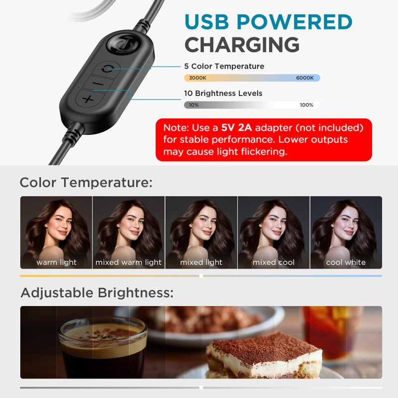 InnoGear Video Conference Light, 5" 60 LED On-Camera Video Lights for Monitor Desk LED Streaming Lighting with Desk Tripod Selfie Zoom Lighting for Computer Camera Webcam Laptop Podcast, Recording - Image 2