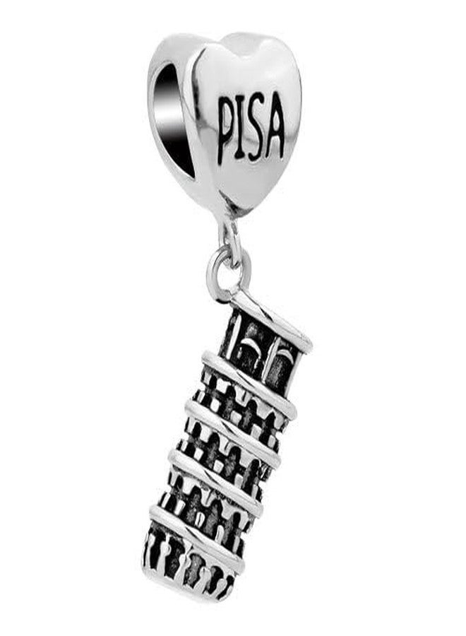 MiiFort Leaning Tower Pisa Italy Charm fits Pandora Moments Bracelets Women Travel Europe Landmark - Image 1