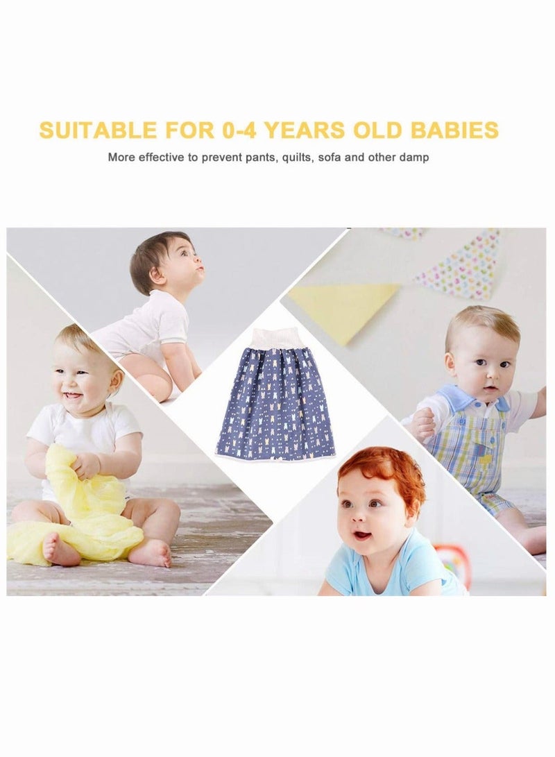 Baby Nappy Skirt,  Cotton Diaper Training Pants Washable Waterproof Reusable Toddler Training Underwear for Pee Nappy Potty Training (Dark Blue) - Image 2