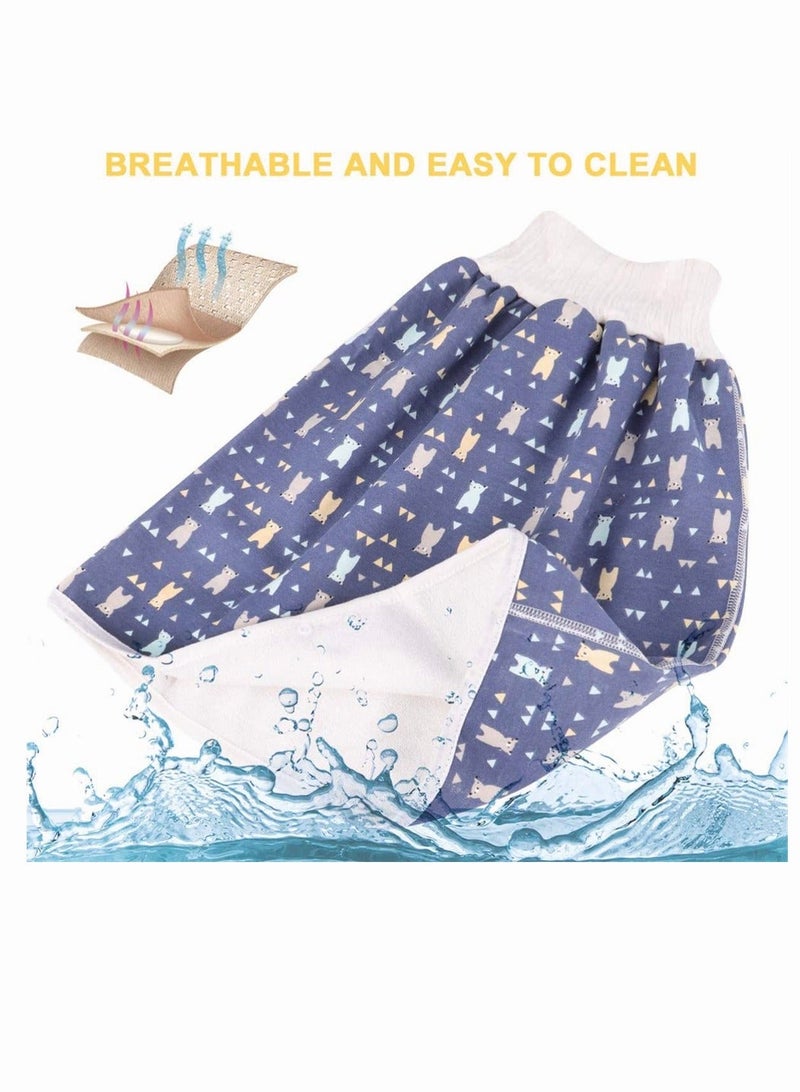 Baby Nappy Skirt,  Cotton Diaper Training Pants Washable Waterproof Reusable Toddler Training Underwear for Pee Nappy Potty Training (Dark Blue) - Image 5