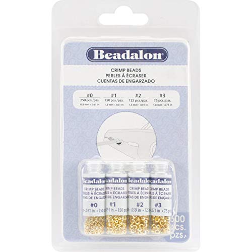 Beadalon Crimp Beads Variety Pack Sizes 0, 1, 2 & 3 600/Pkg-Gold-Plated - Image 3