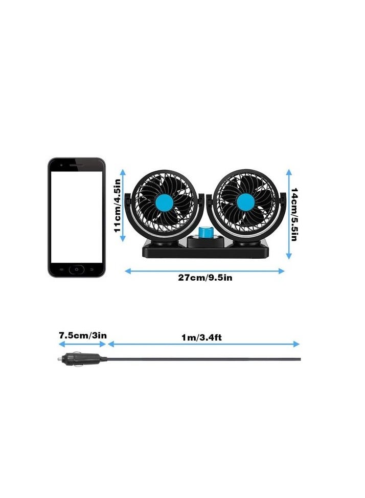 Double Car Fan With Durable And Comfortable Design For Effective In-Car Cooling, 360 - Image 2