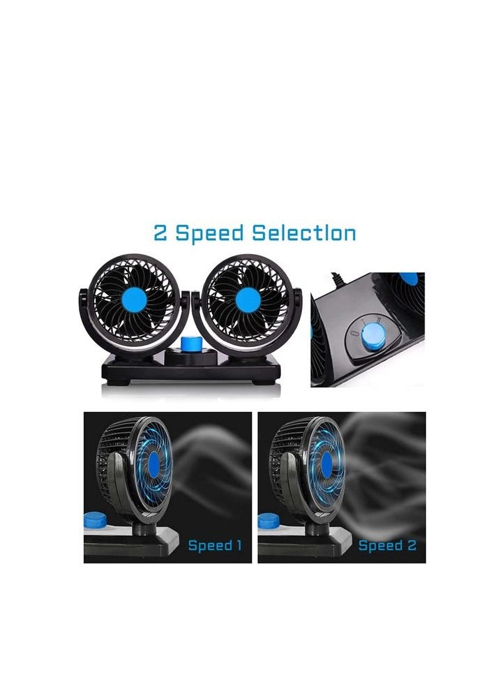 Double Car Fan With Durable And Comfortable Design For Effective In-Car Cooling, 360 - Image 3