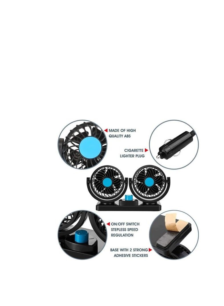 Double Car Fan With Durable And Comfortable Design For Effective In-Car Cooling, 360 - Image 5
