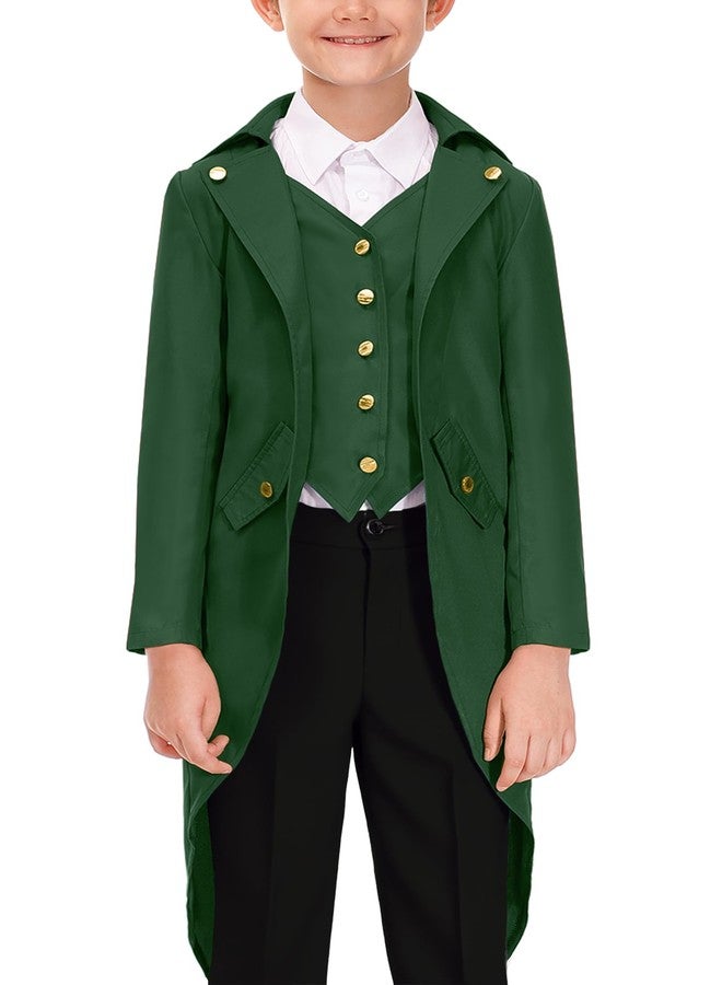 BesserBay Halloween Boy's Gothic Medieval Renaissance Steampunk Tailcoat Tuxedo Vampire Jacket Green 12 Years - Image 1