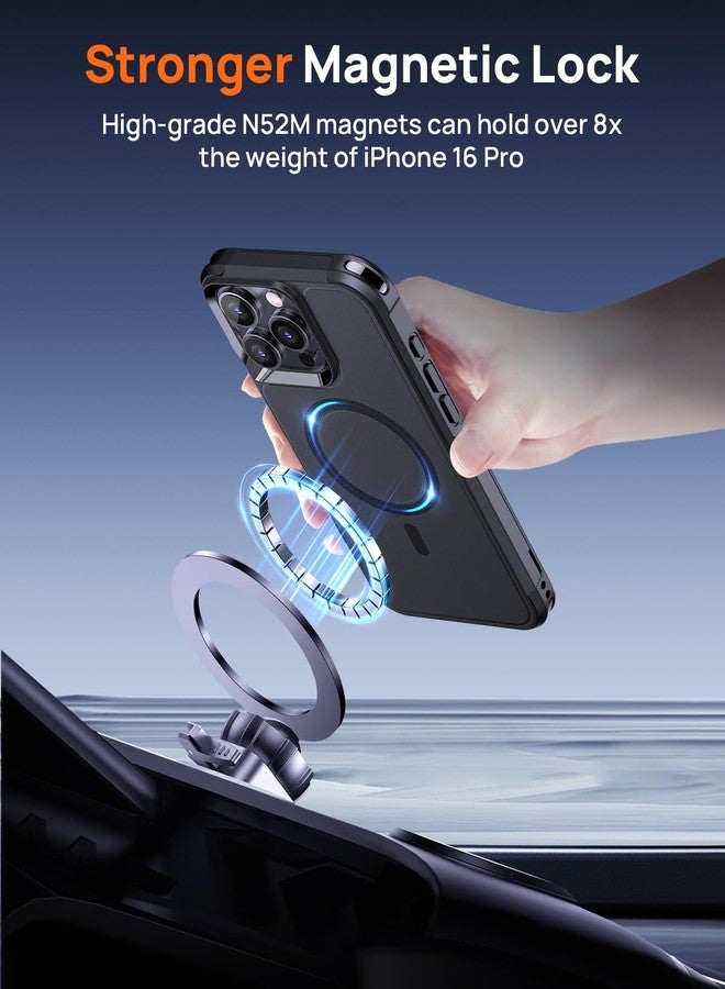 جراب Lanhiem المغناطيسي لهاتف iPhone 16 Pro، [عبوة من قطعتين من واقي الشاشة الزجاجي المقوى] [متوافق مع MagSafe] [مضاد للصدمات بدرجة عسكرية] غطاء متين وقوي لهاتف iPhone 16 Pro (6.3 بوصة) - أسود - Image 3