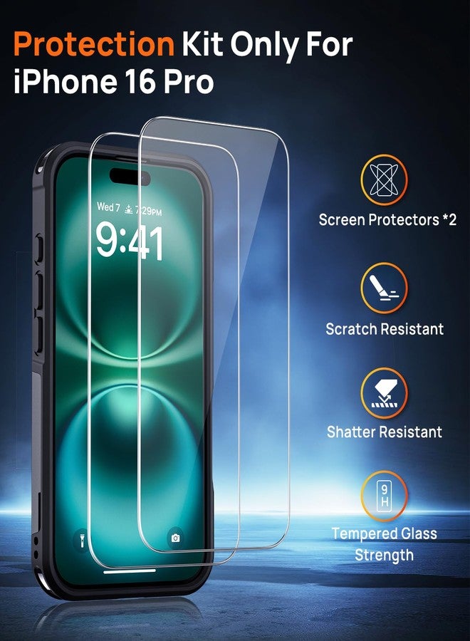 جراب Lanhiem المغناطيسي لهاتف iPhone 16 Pro، [عبوة من قطعتين من واقي الشاشة الزجاجي المقوى] [متوافق مع MagSafe] [مضاد للصدمات بدرجة عسكرية] غطاء متين وقوي لهاتف iPhone 16 Pro (6.3 بوصة) - أسود - Image 2