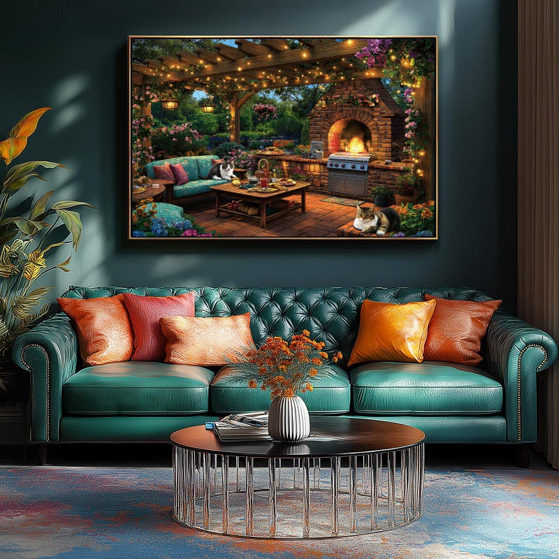 MINIWAN 1000 Piece Jigsaw Puzzle for Adults - Challenging Garden Patio Scene with Twinkling Lights, Vibrant Hydrangeas - 27.5"x19.7" Art Puzzle, Unique Gift for Game Nights - Image 4
