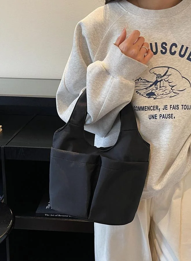 تايك تو Black Shoulder Bag with Button Closure