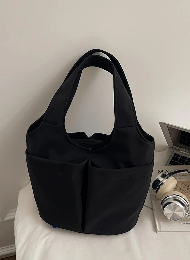 تايك تو Black Shoulder Bag with Button Closure