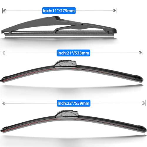 Raintok شفاطات الزجاج الأمامي RAINTOK بديل لسيارة جيب جراند شيروكي 2014-2021 جودة المصنع الأصلية مجموعة شفاطات أمامية وخلفية لسيارتي - 22" 21" 11" (عبوة من 3) - Image 5