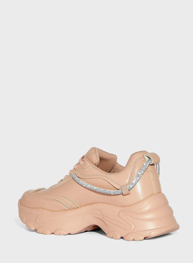 Ginger Diamante Piping Chunky Sneakers