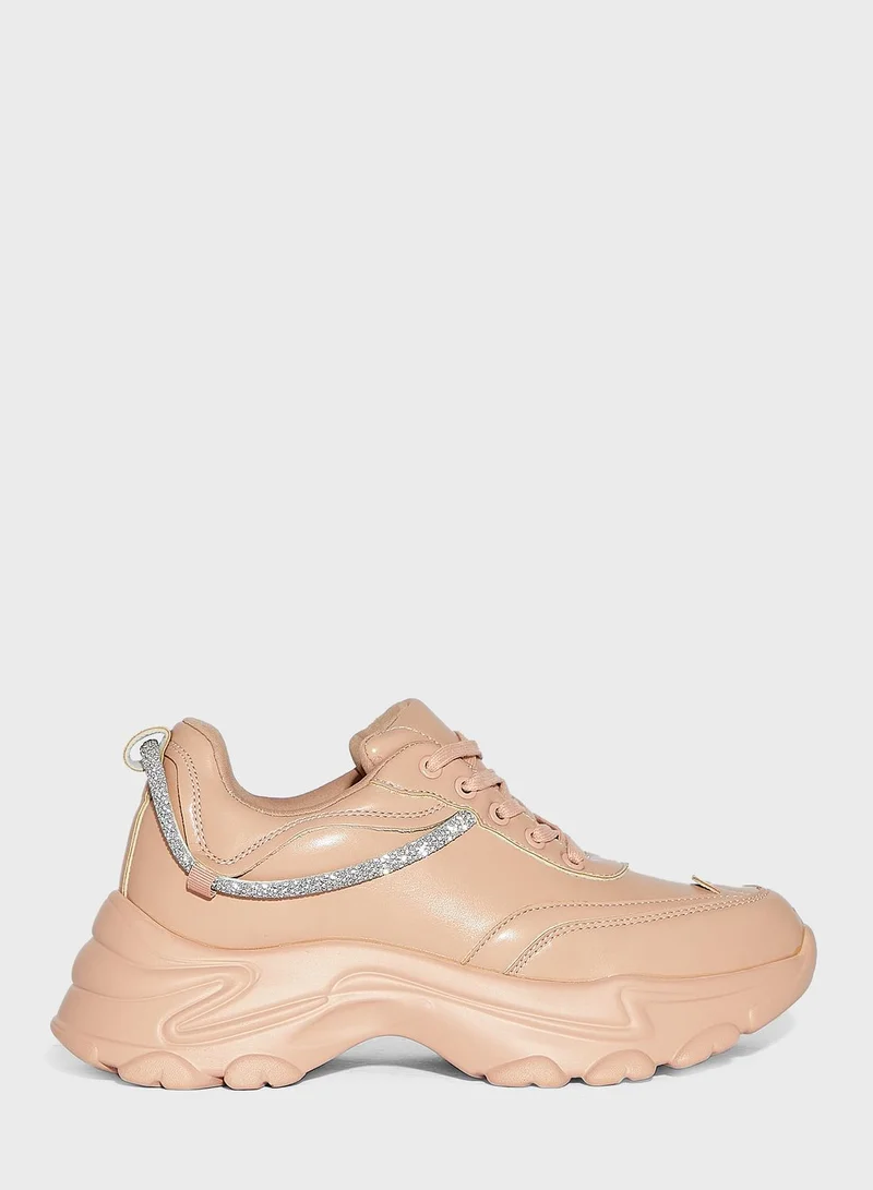 Ginger Diamante Piping Chunky Sneakers