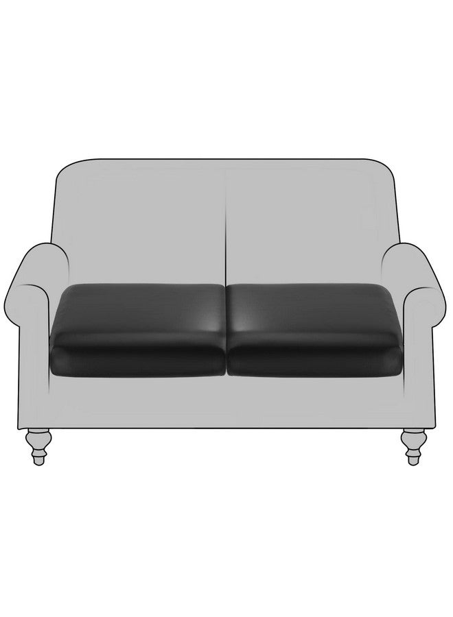 Fuloon Faux Leather Couch Cushion Slipcover, Waterproof Stretch Covers For Sofa, Rv Chair Seat Cover, Individual Loveseat Couch Cushion Replacement, Pu Leather Sofa Slipcovers(2 Pack, Black) - Image 1