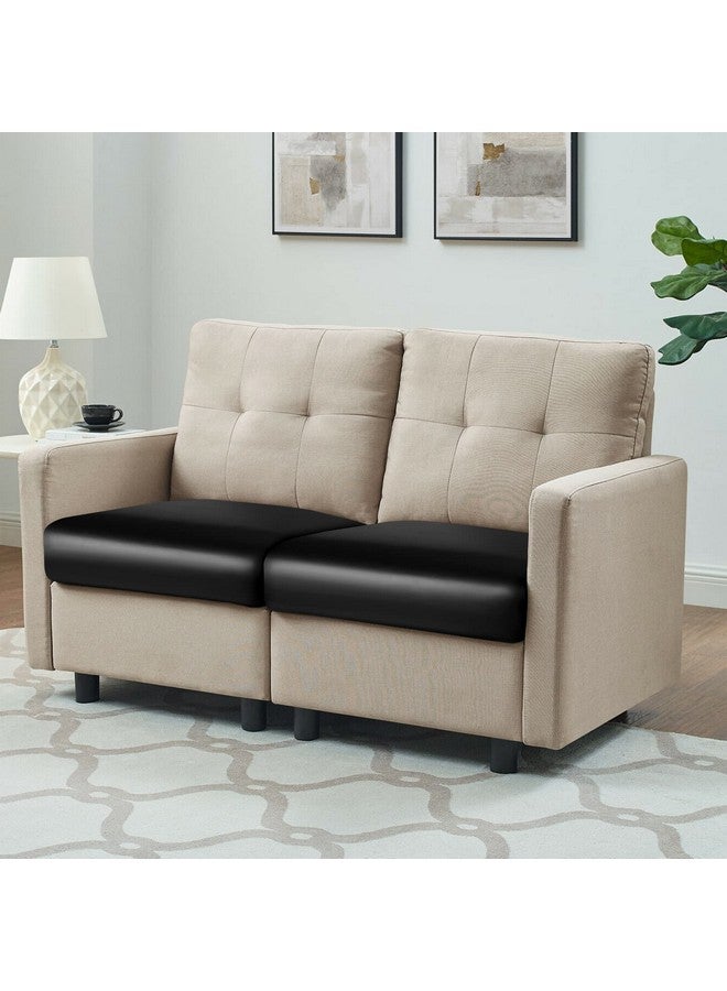 Fuloon Faux Leather Couch Cushion Slipcover, Waterproof Stretch Covers For Sofa, Rv Chair Seat Cover, Individual Loveseat Couch Cushion Replacement, Pu Leather Sofa Slipcovers(2 Pack, Black) - Image 2